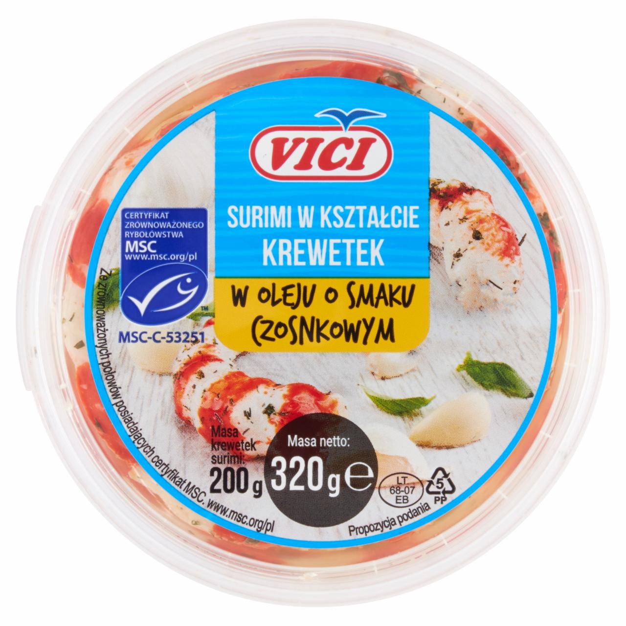 Zdjęcia - Vici Przysmak surimi o smaku krewetki w oleju czosnkowym 320 g