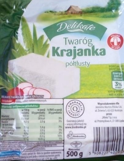 Zdjęcia - Twaróg Krajanka półtłusty biedronka Delikate