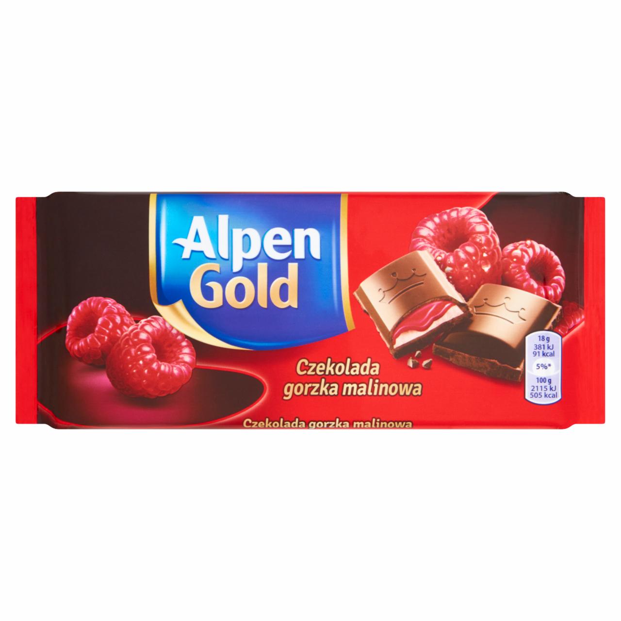 Zdjęcia - Alpen Gold Czekolada gorzka malinowa 90 g