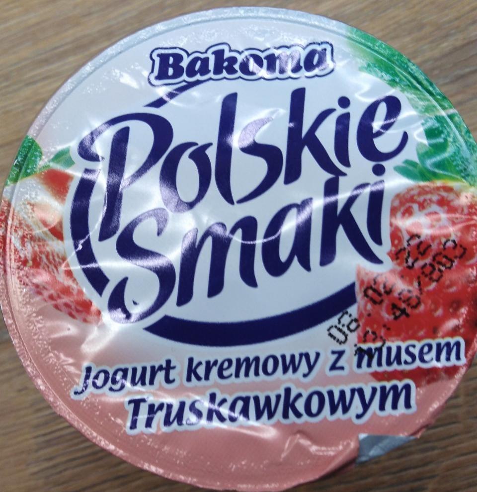 Zdjęcia - Polskie Smaki Jogurt kremowy z musem Truskawkowym Bakoma