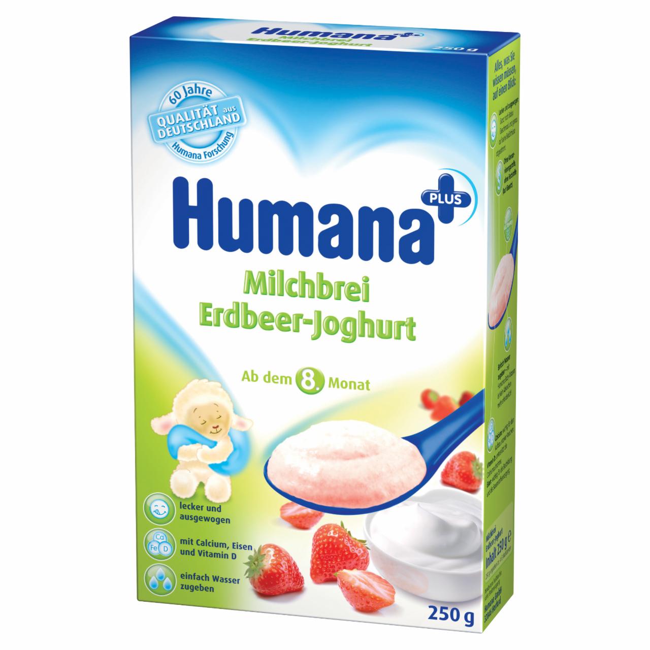Zdjęcia - Humana Kaszka mleczna z jogurtem i truskawkami od 8. miesiąca 250 g