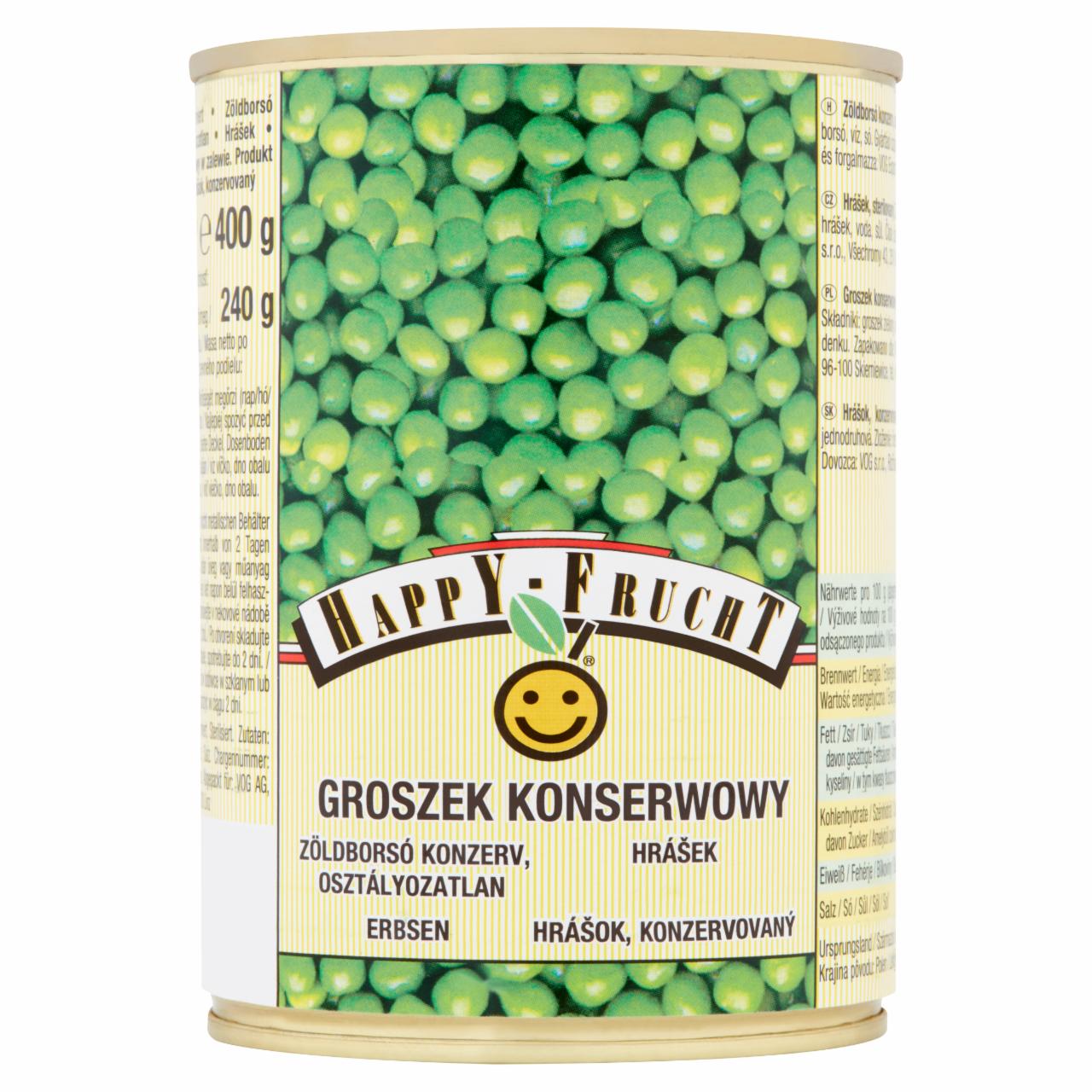 Zdjęcia - HAPPY FRUCHT Groszek konserwowy 400 g