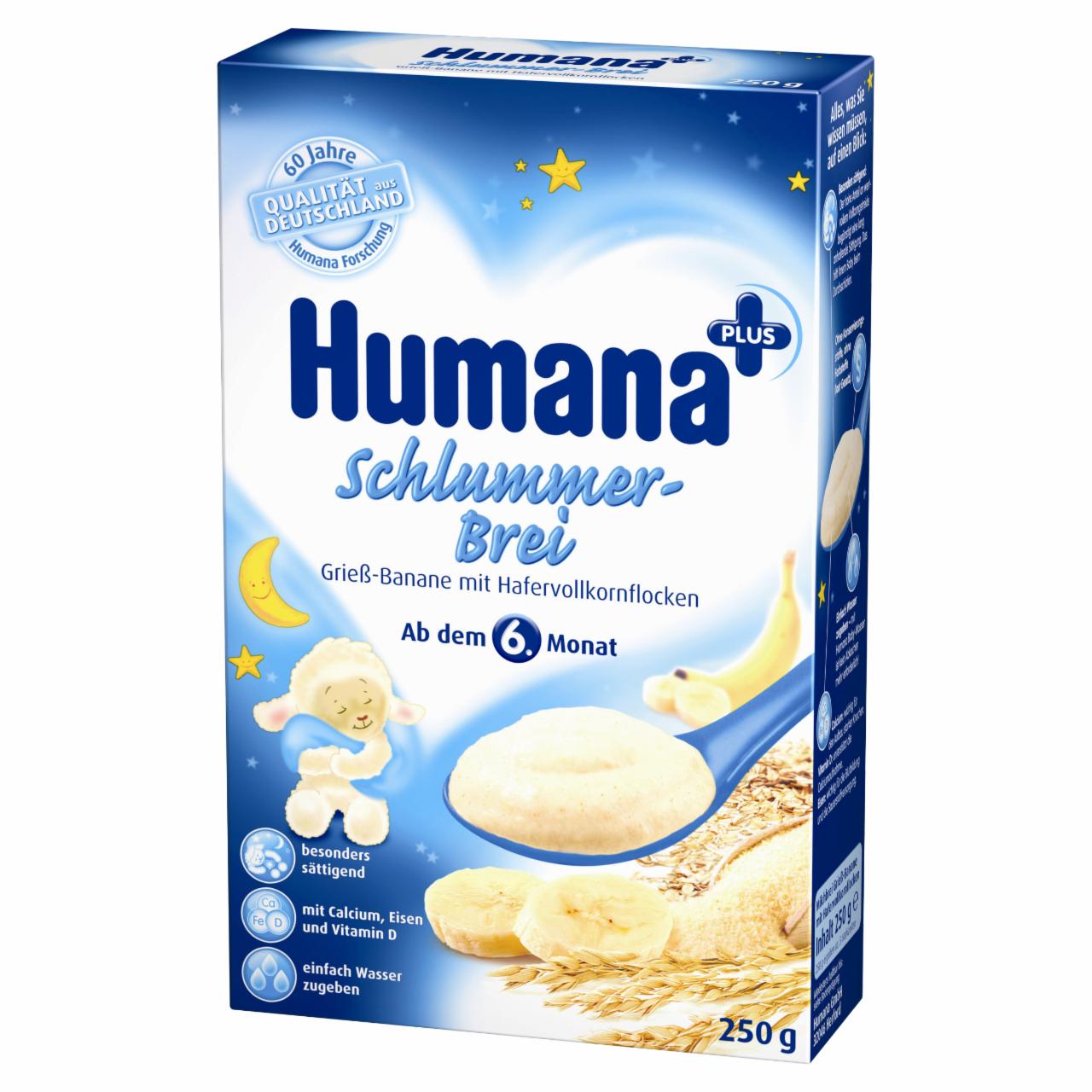 Zdjęcia - Humana Na Dobranoc Kaszka mleczna bananowa z płatkami z owsa od 6. miesiąca 250 g
