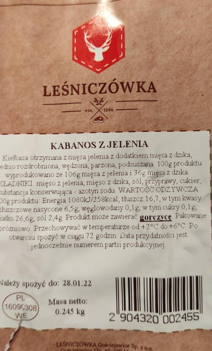 Zdjęcia - kabanos z jelenia Leśniczówka