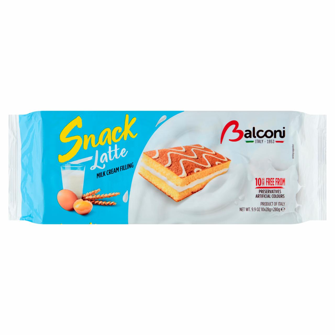 Zdjęcia - Balconi Snack Latte Wypiekany wyrób cukierniczy z nadzieniem mlecznym 280 g (10 x 28 g)
