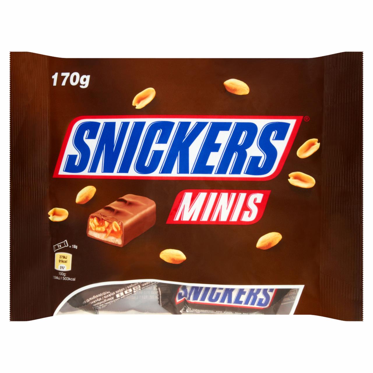 Zdjęcia - Snickers Minis Batoniki z nugatowym nadzieniem i orzeszkami ziemnymi w karmelu i czekoladzie 170 g