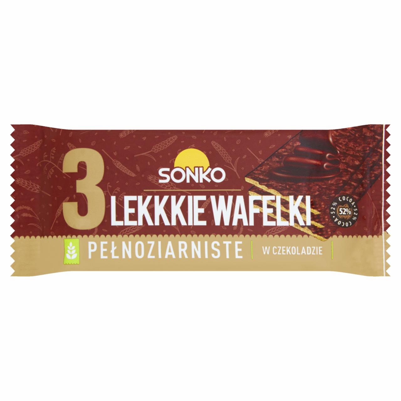Zdjęcia - Sonko Lekkie wafelki pełnoziarniste w ciemnej czekoladzie 36 g (3 sztuki)